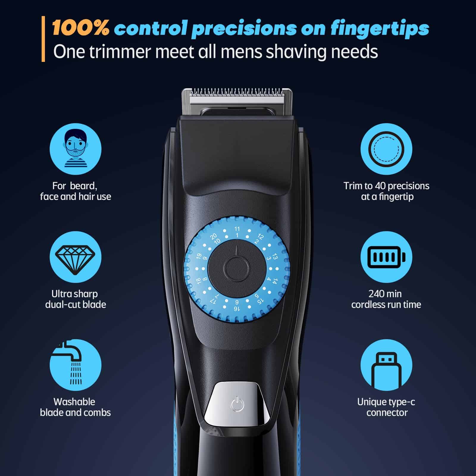 Recortadora de barba de precisión YABIFE 40 para hombres, - Imagen 8