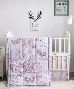 Juego de Cama para Cuna de Bebé de 3 Piezas de Mariposas