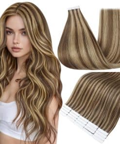 Extensiones de Cabello Humano Tape In -Marrón con Reflejos R