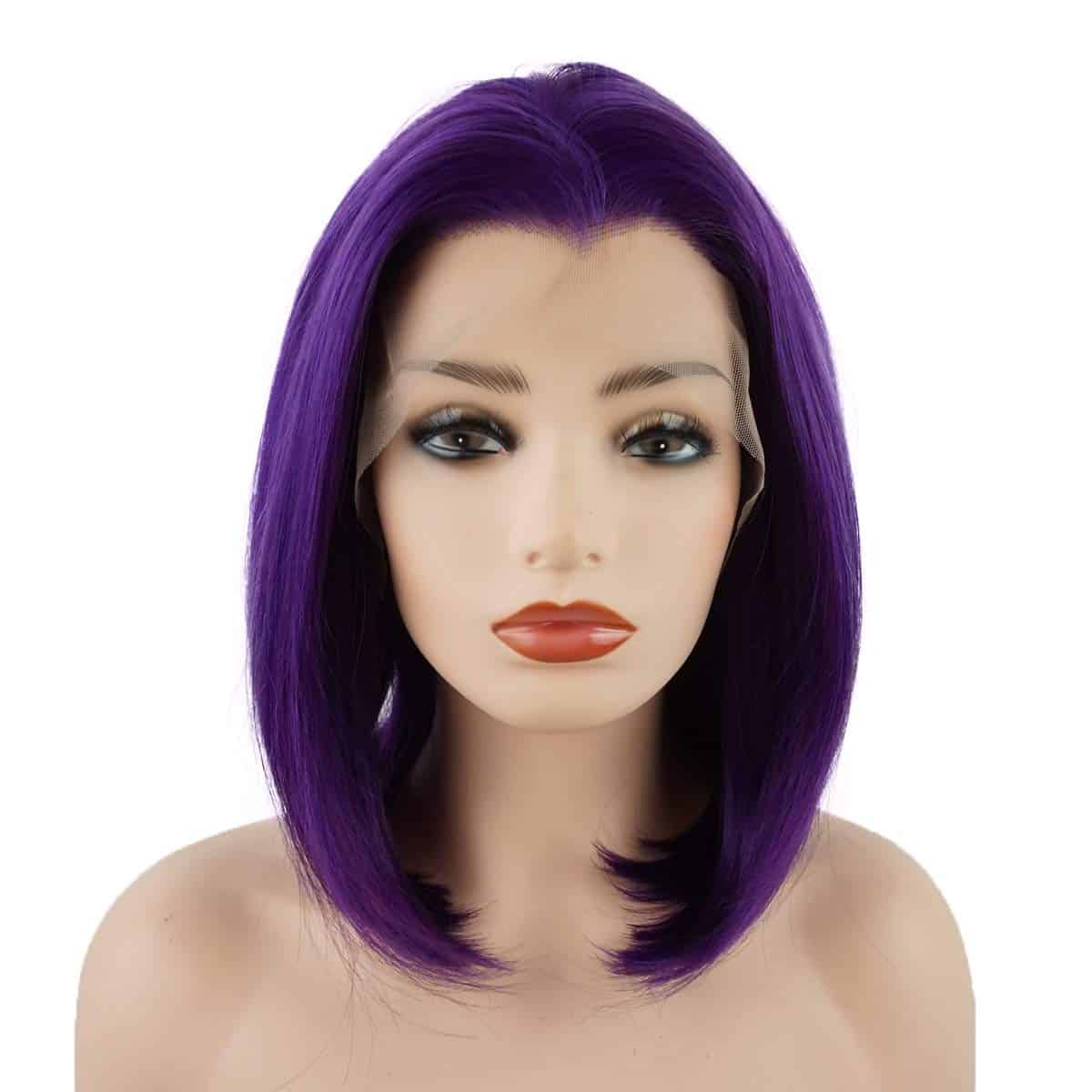 Peluca Sintética de Encaje Frontal Morado Raíz Púrpura