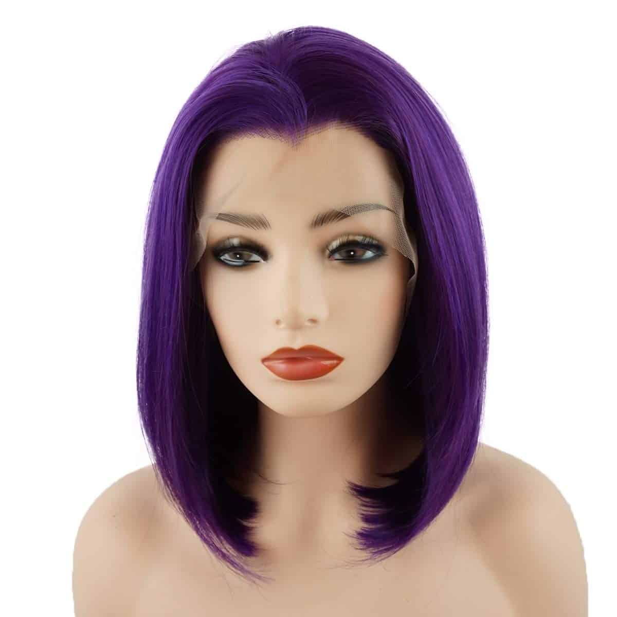 Peluca Sintética de Encaje Frontal Morado Raíz Púrpura - Imagen 4