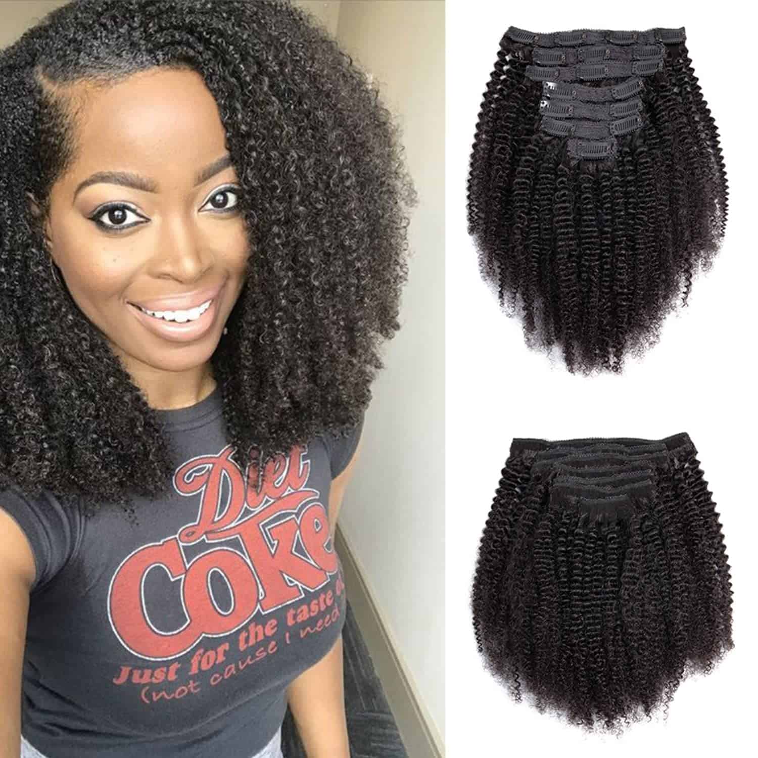 Extensiones de Cabello Rizado Kinky Curly Clip en Pelo Real