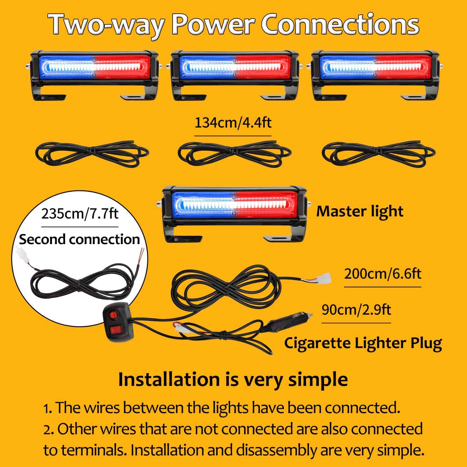 Luces de Emergencia Estroboscópicas para -Azul Rojo - Imagen 3