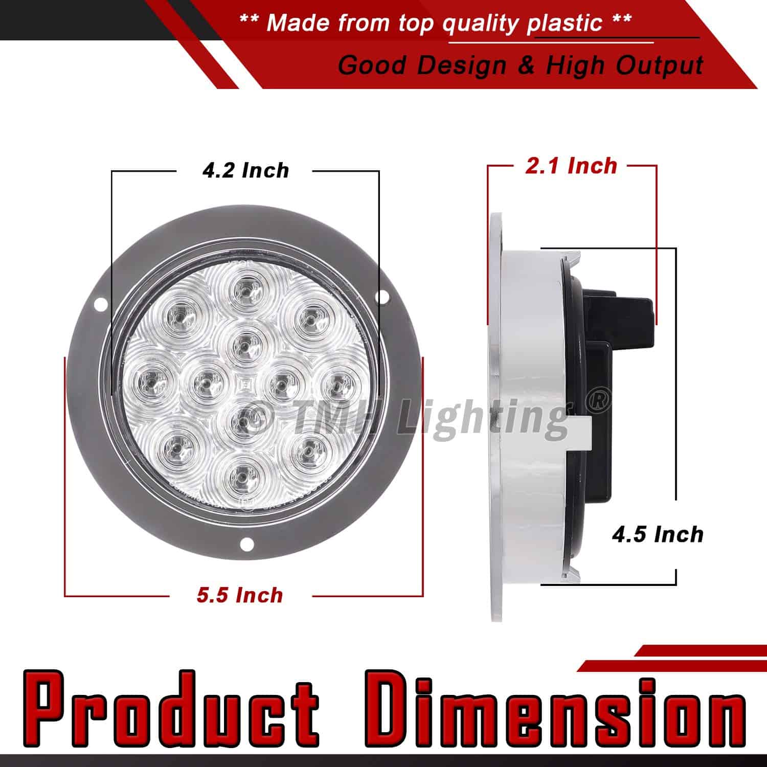 4 Pcs 4 Inch Clear Lens Amber 12 LED Round Trailer Tail - Imagen 4