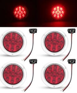 TMH 4 Pcs 4 Pulgadas Luces Traseras Redondas LED Rojas F3