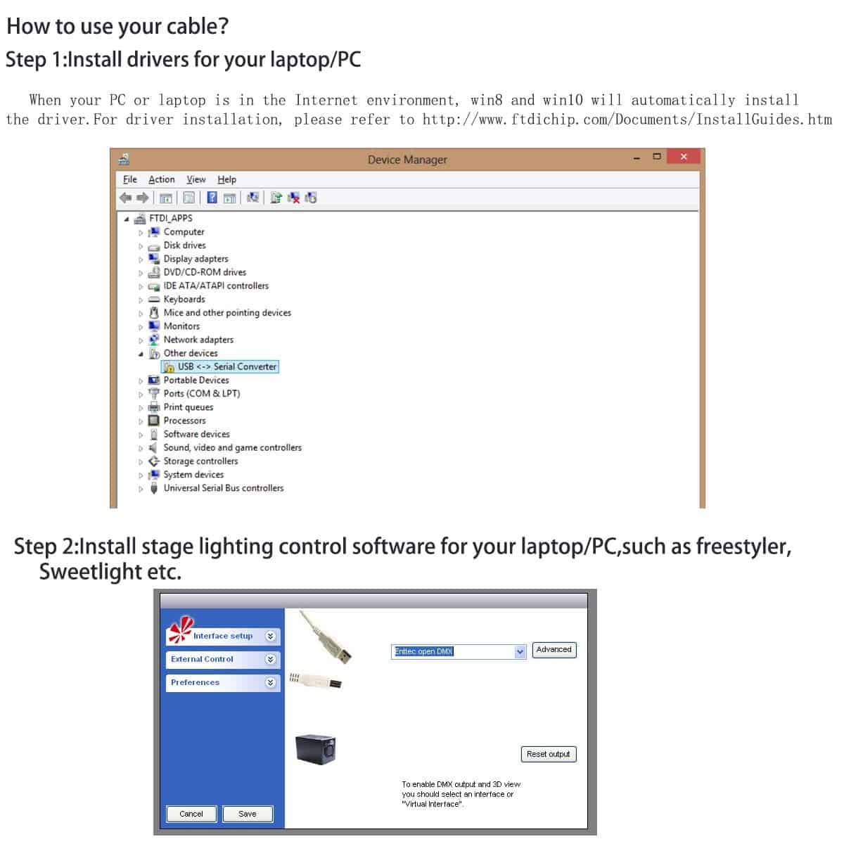 Cable Controlador USB a DMX FT232RL RS485 para Luces de - Imagen 7