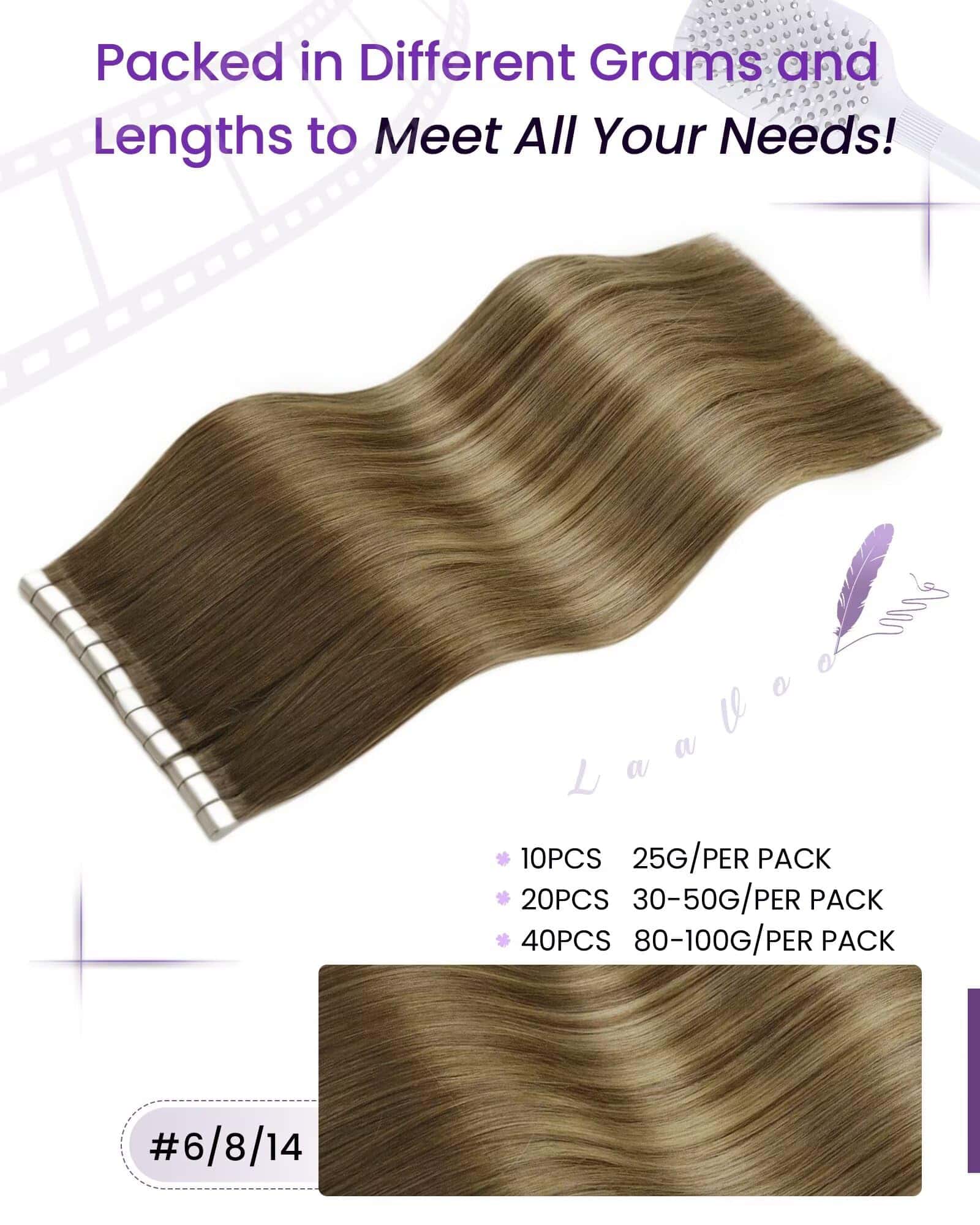 Extensiones de Cabello LaaVoo Tape in Human Hair Balayage - Imagen 4