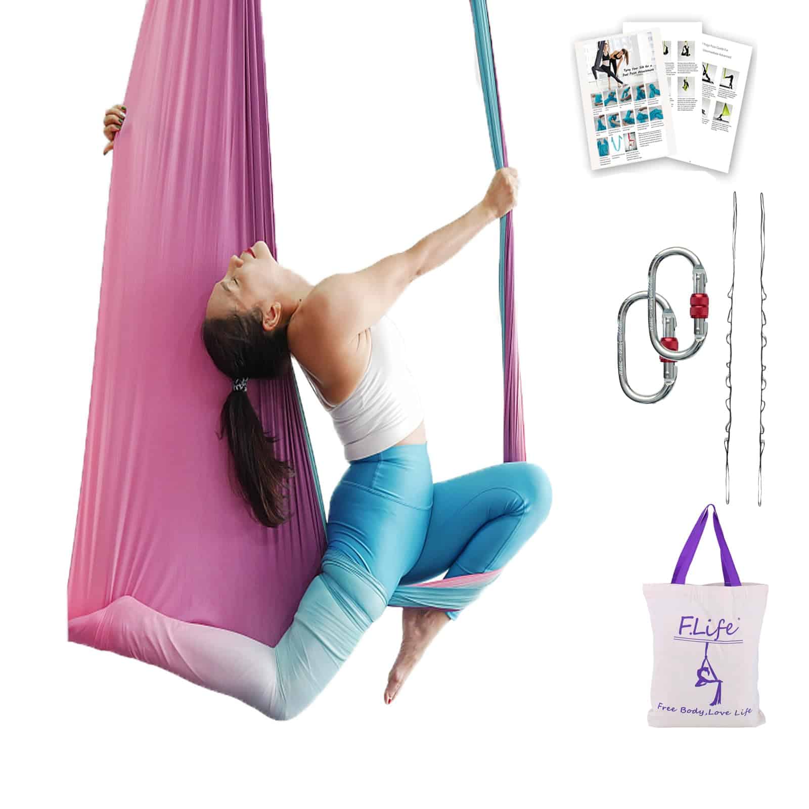 F.Life Aerial Yoga Hammock 6.5 yardas Tela Premium de Seda