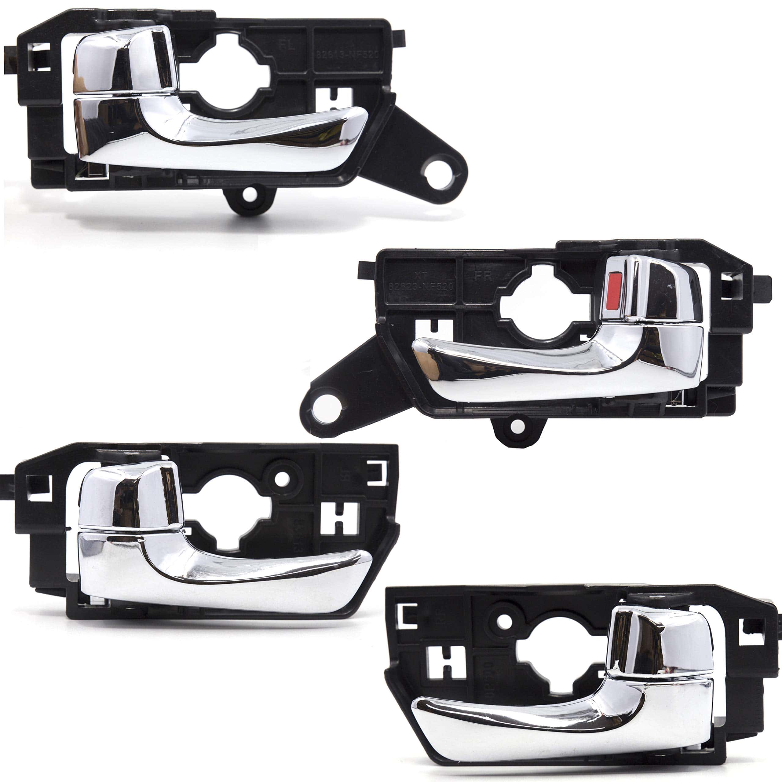 Juego de 4 manijas cromadas interiores delanteras y