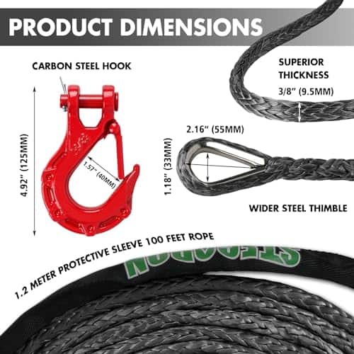 Cuerda Sintética STEGODON, 3/8" x100ft 23809LBS Cuerda de - Imagen 4