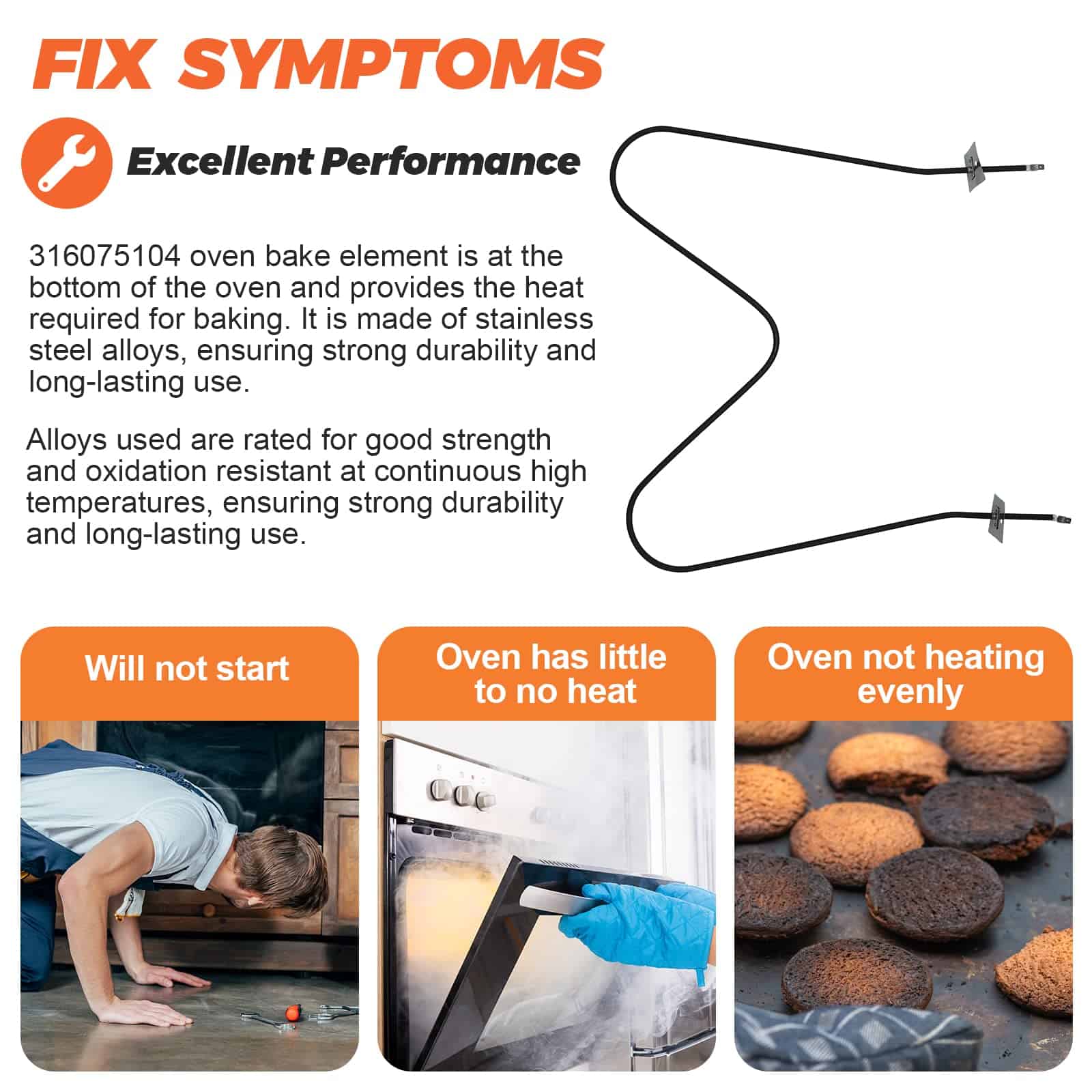 Elemento de Calefacción para Horno 316075103 316075104 para - Imagen 5