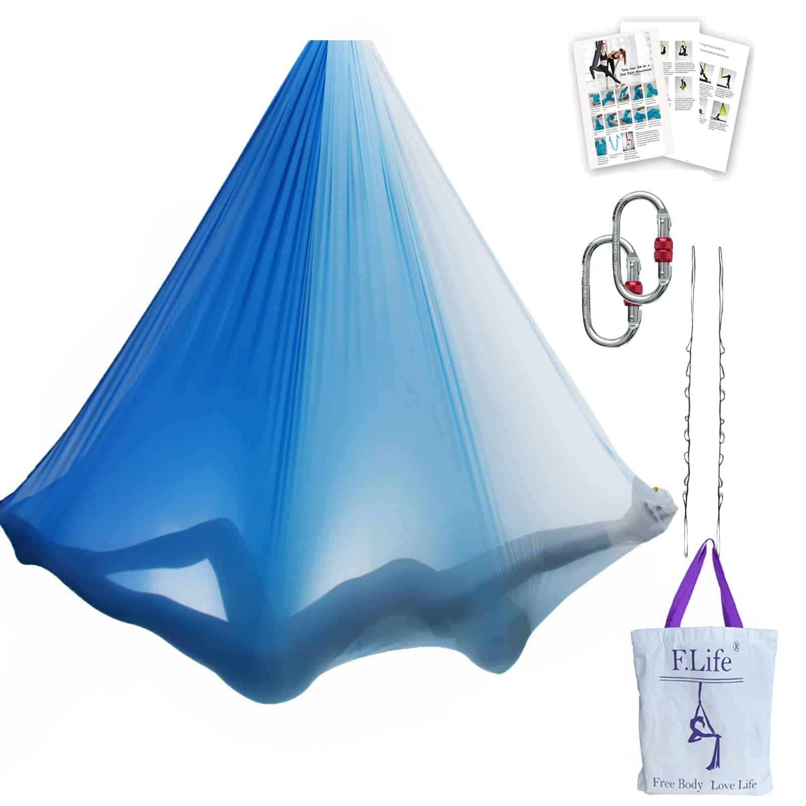 Hamaca de Yoga Aéreo F.Life 5.5 yardas Tela de Seda Premium