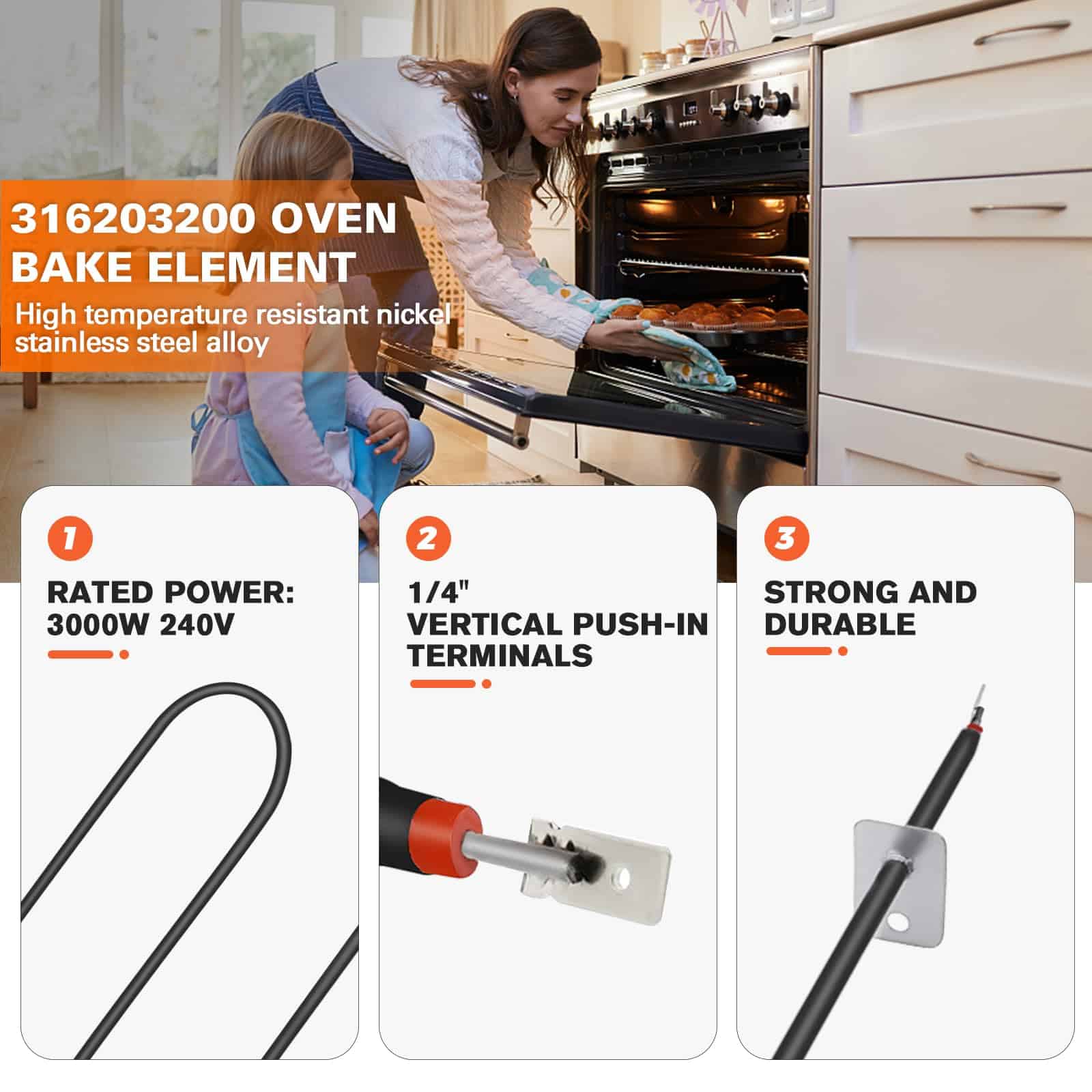 Beaquicy 316203200 Elemento de Asador - Reemplazo del - Imagen 3