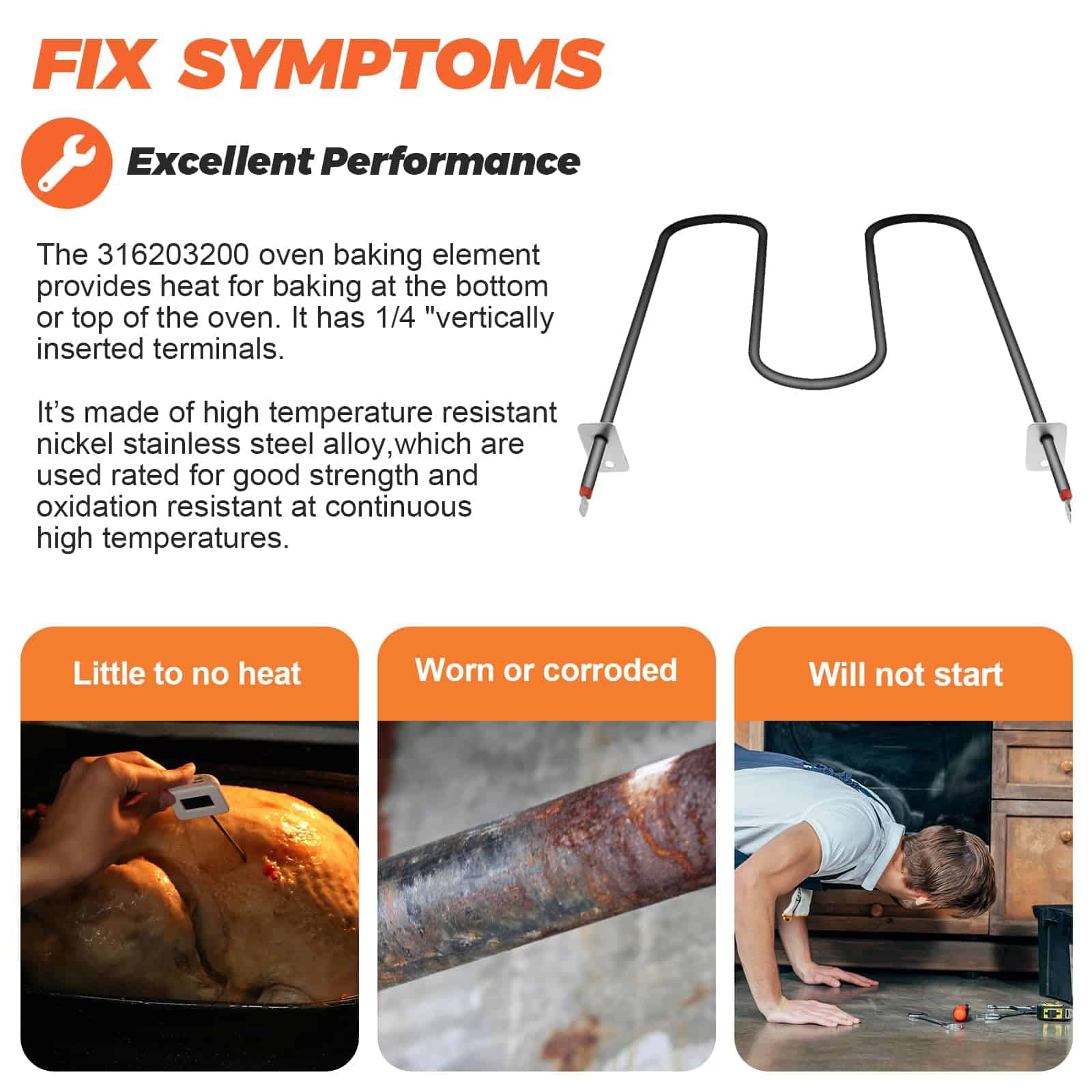 Beaquicy 316203200 Elemento de Asador - Reemplazo del - Imagen 4