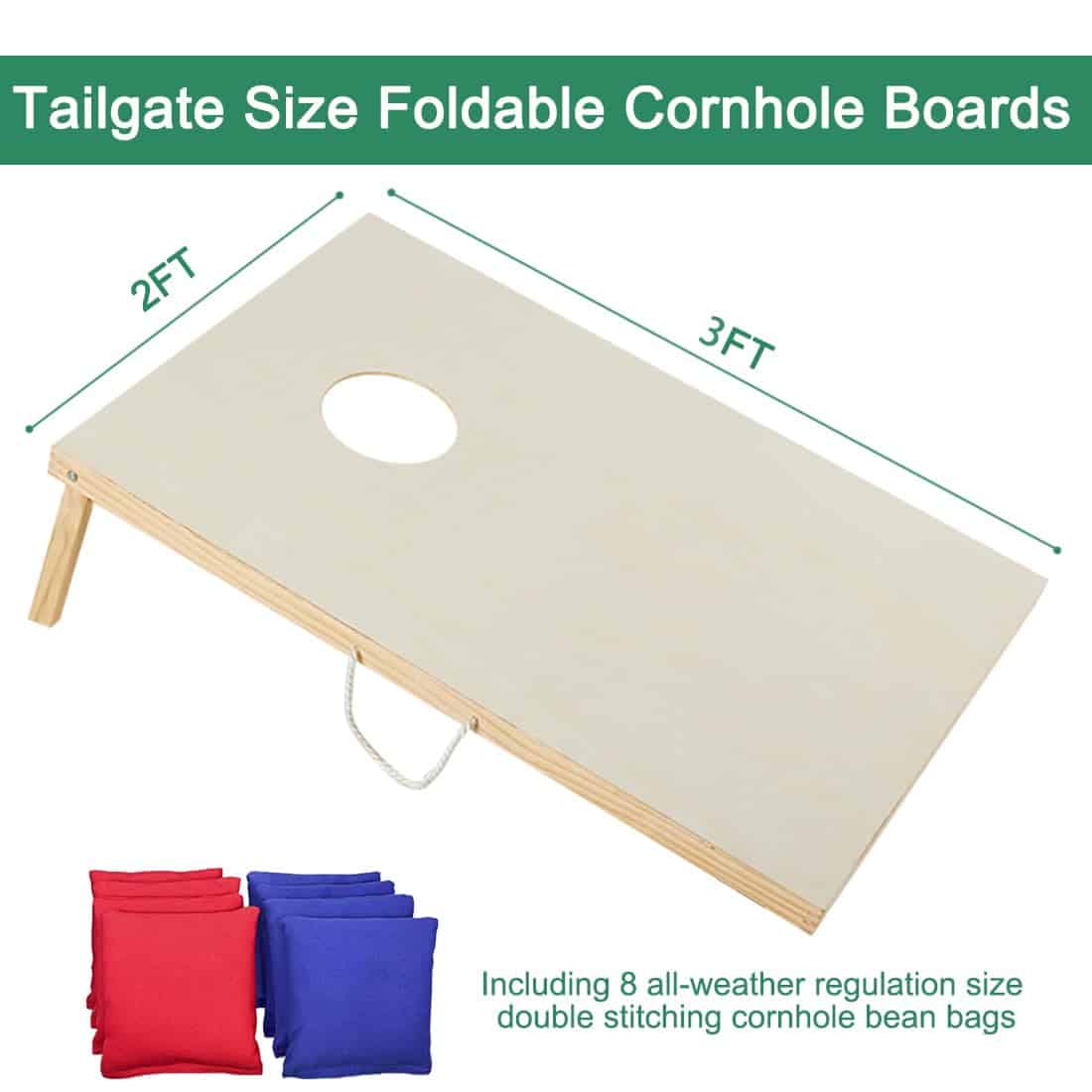 Juego de tableros de cornhole de madera ApudArmis 3x2Ft, - Imagen 6