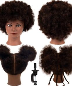 Cabeza de maniquí Afro Rizado con Cabello Rizado 100%