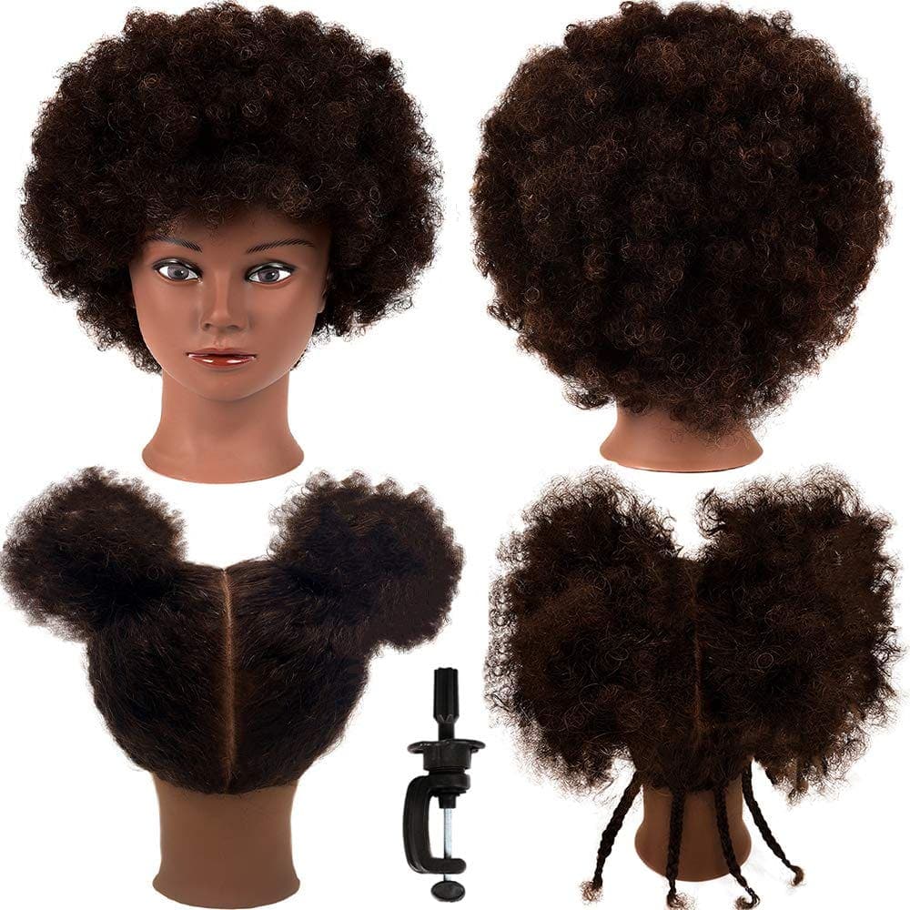 Maniquí Africano con Cabeza de 100% Cabello Humano Rizado