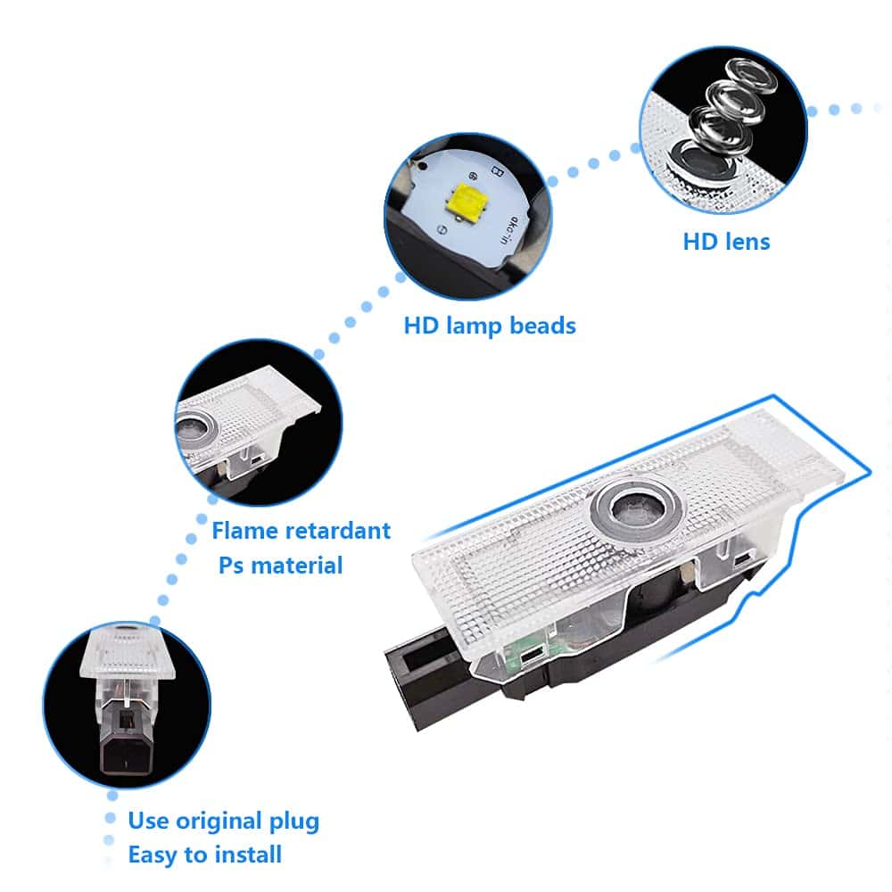 uuakarin 2Pcs Luz de Puerta para Automóvil Instalación - Imagen 3