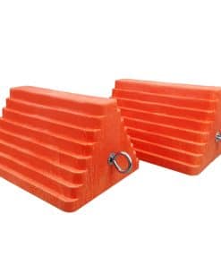 ROBLOCK 2 Pack Wheel Chocks Heavy Duty Orange with Eyebolt