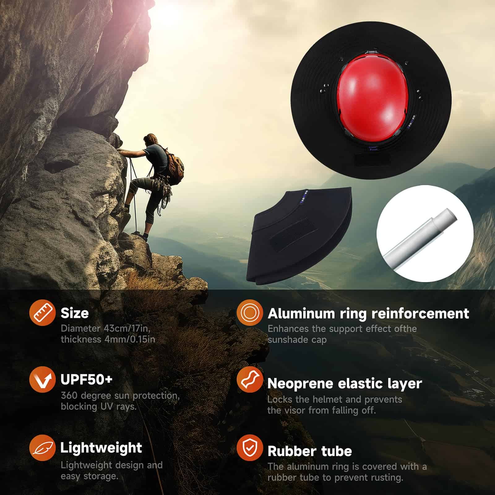 Visera para Casco de Escalada Tontron, Sombrero de Casco, - Imagen 3