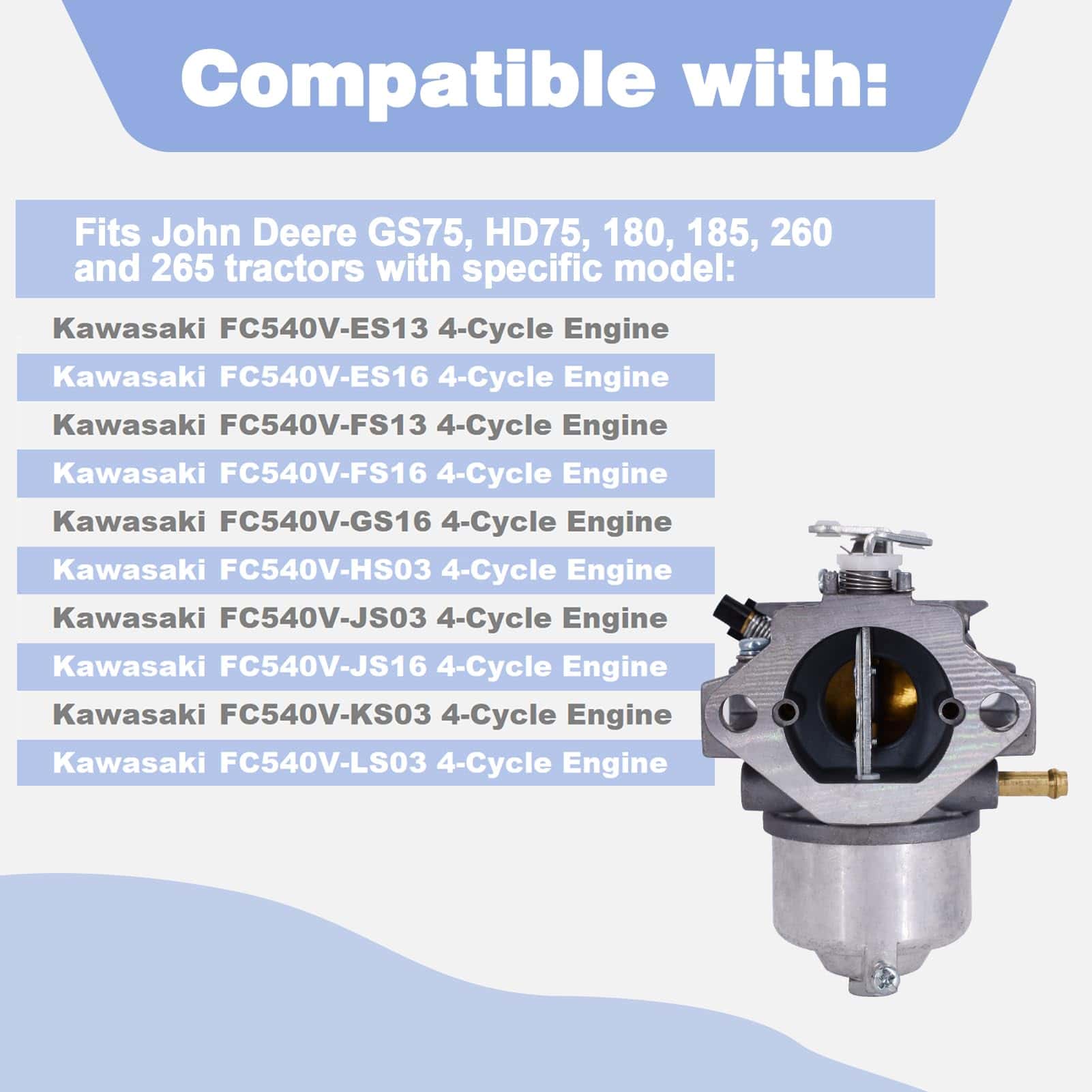 Carburador 15003-2296 Compatible con John Deere 180 185 260 - Imagen 3