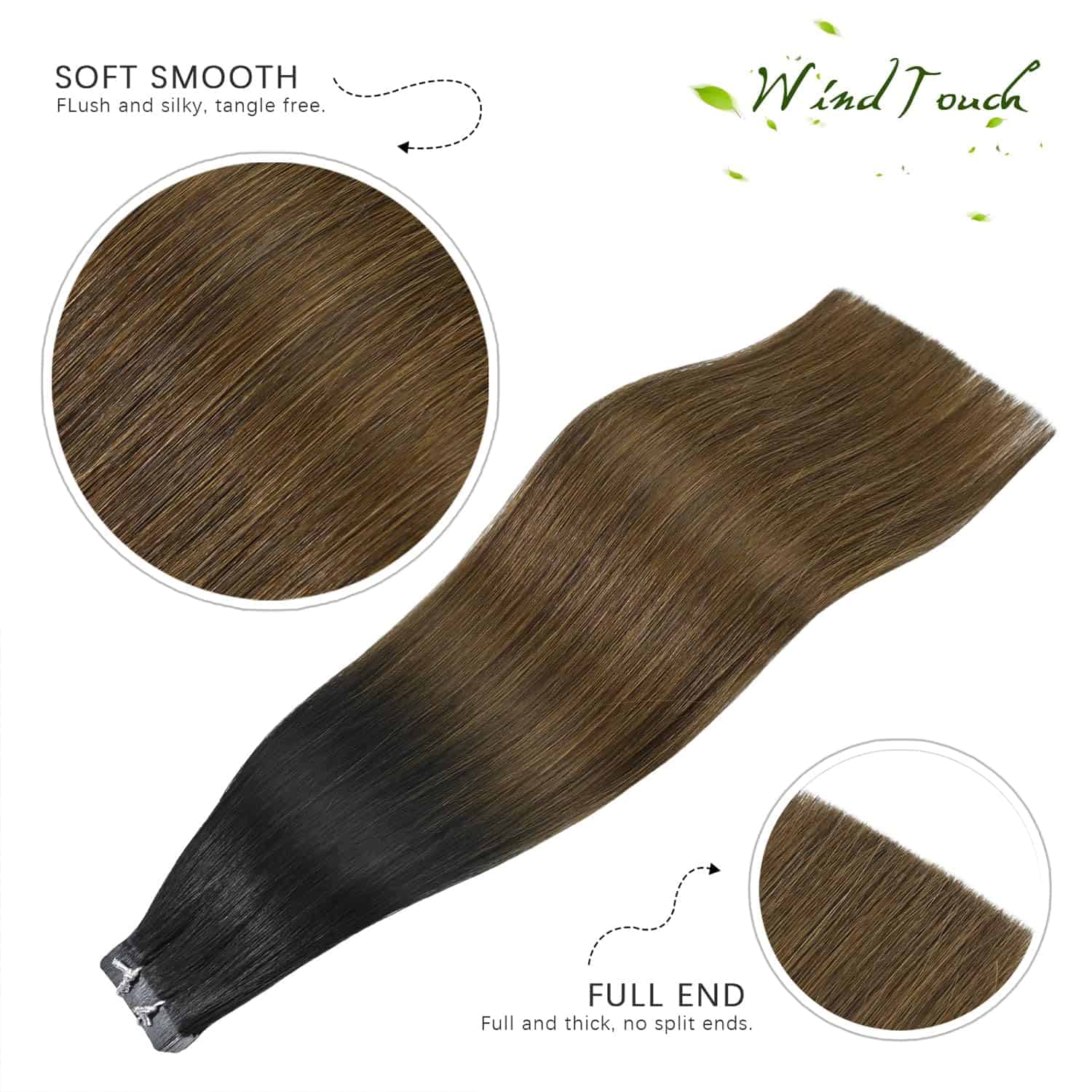 WindTouch Extensiones de Cabello en Cinta Balayage Negro - Imagen 5
