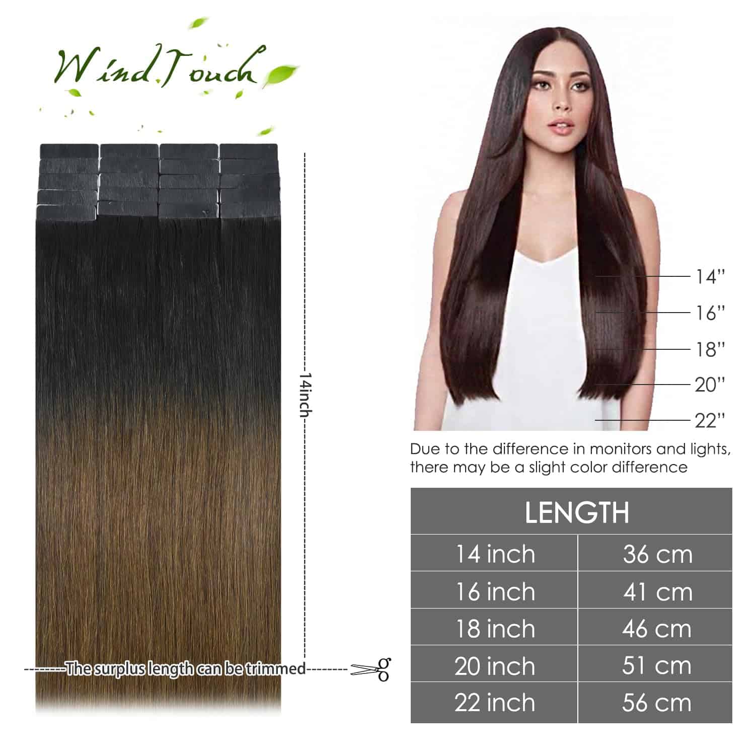 WindTouch Extensiones de Cabello en Cinta Balayage Negro - Imagen 6