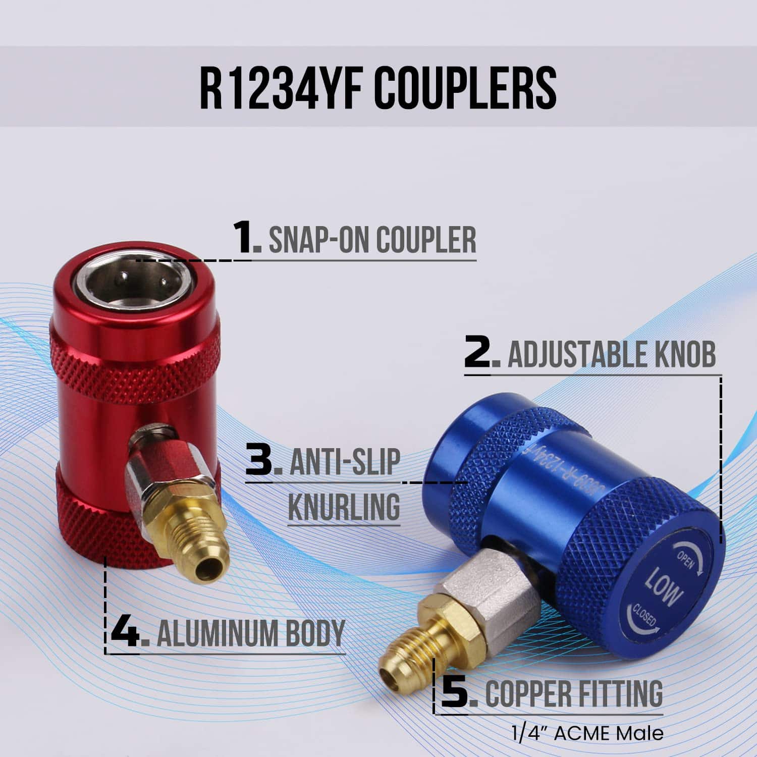 Adaptador de A/C para Auto Lichamp con Válvula de Auto - Imagen 5