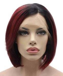 Peluca Sintética de Encaje Frontal Recta Corta de 12