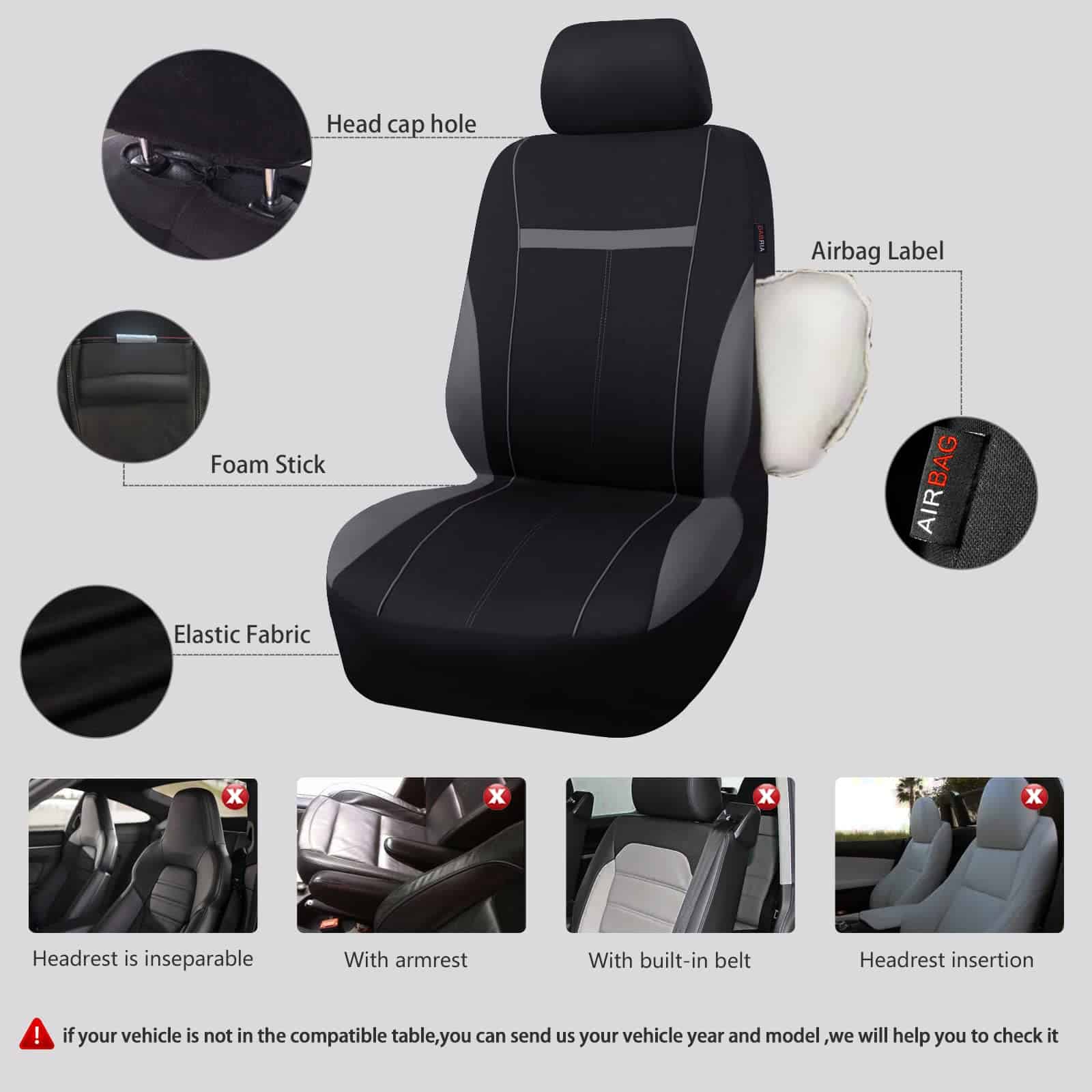 Cubreasientos universales de tela deportiva CAR-GRAND, - Imagen 4