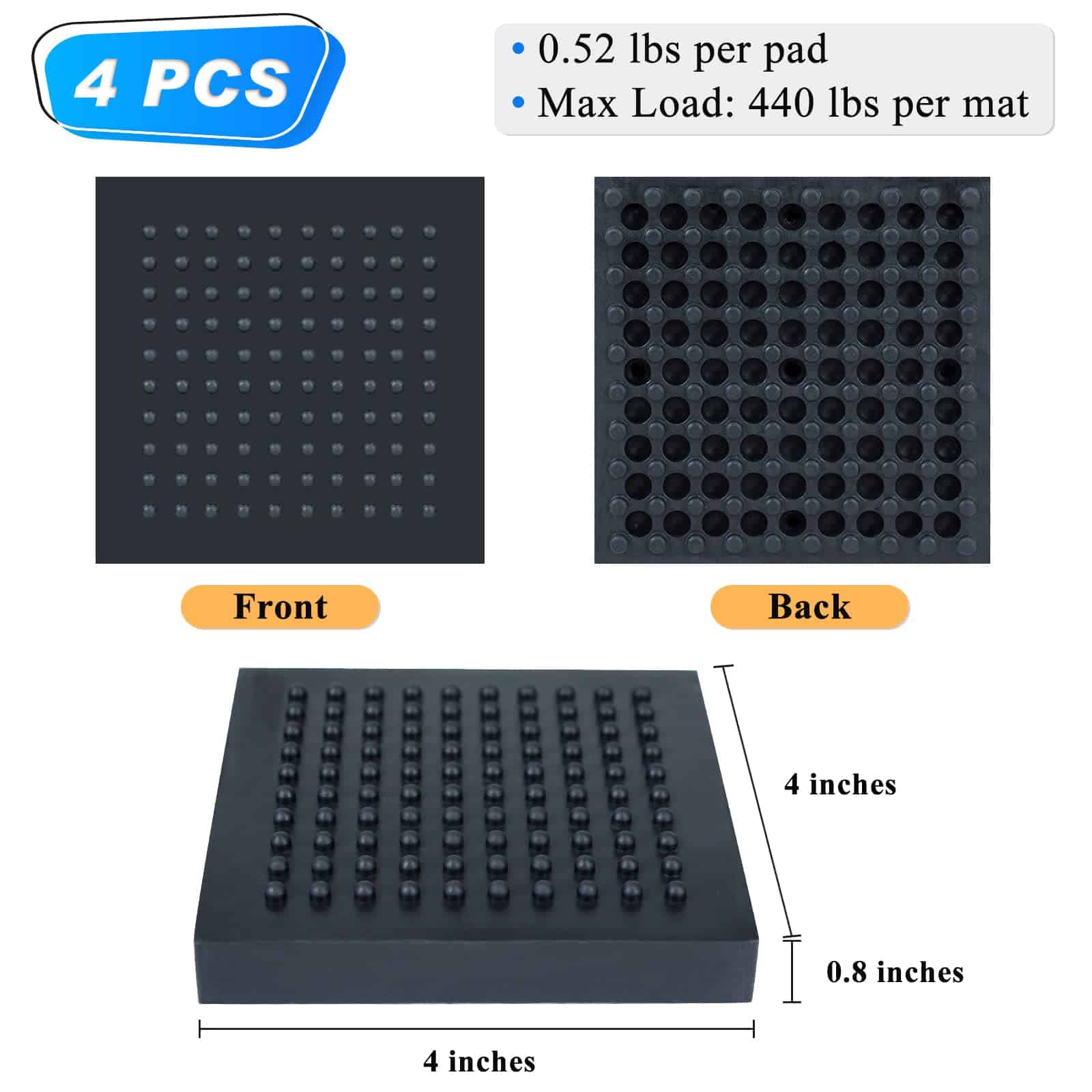 Tapete para Equipo de Ejercicio BXI - 4 x 4 x 0.8 Pulgadas - Imagen 3