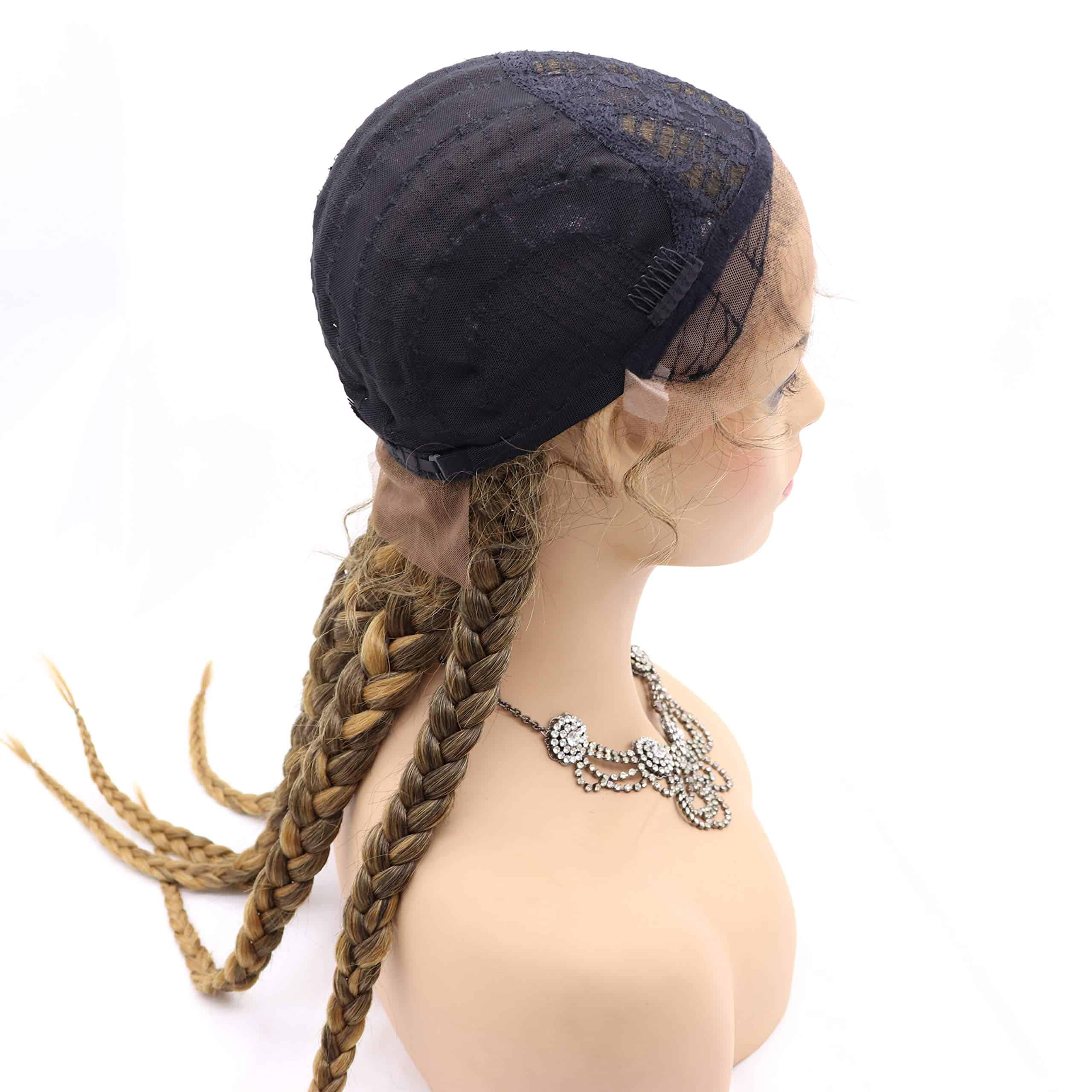 Pelucas de Encaje Frontal Sintético de Caja Trenzada Ombre - Imagen 7