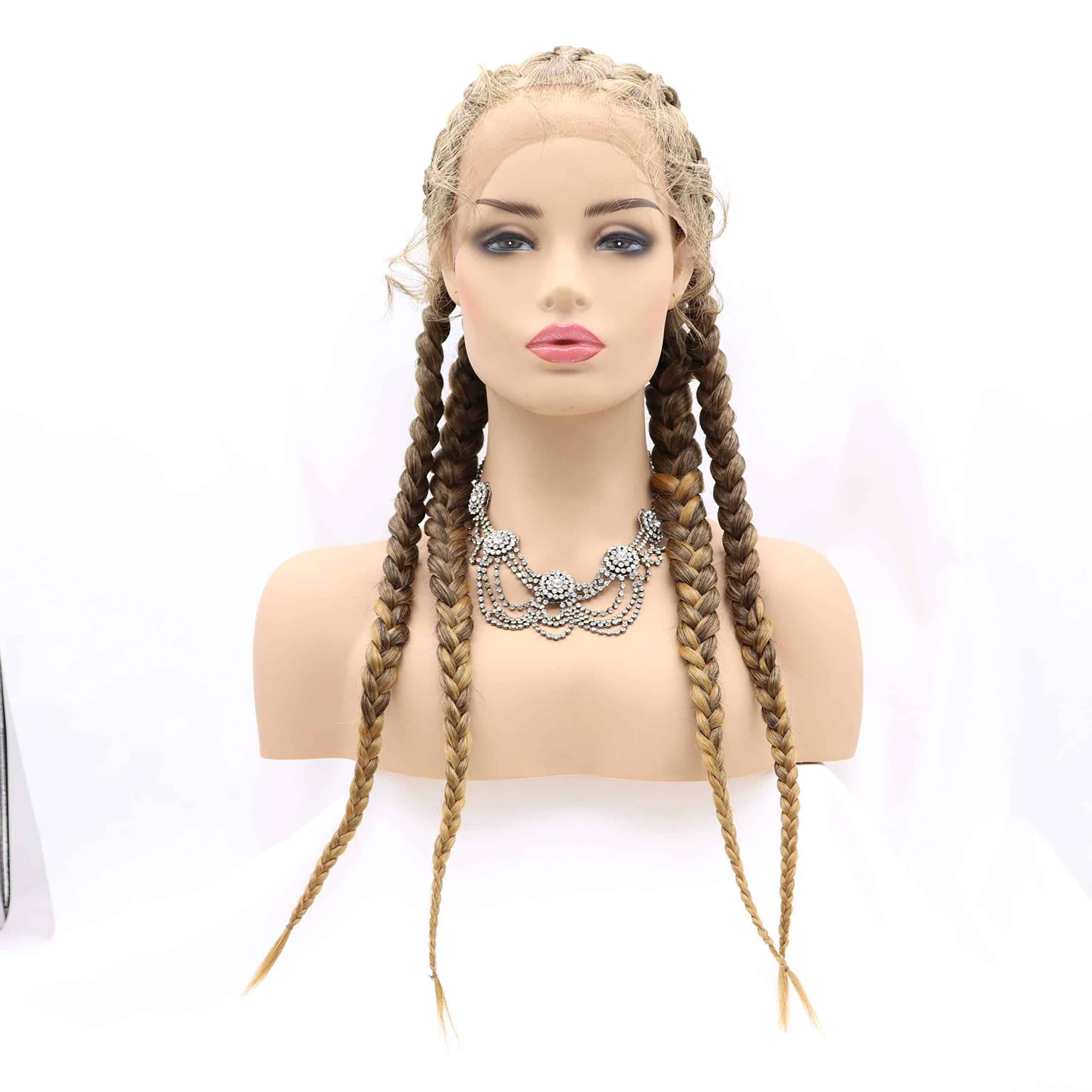 Pelucas de Encaje Frontal Sintético de Caja Trenzada Ombre