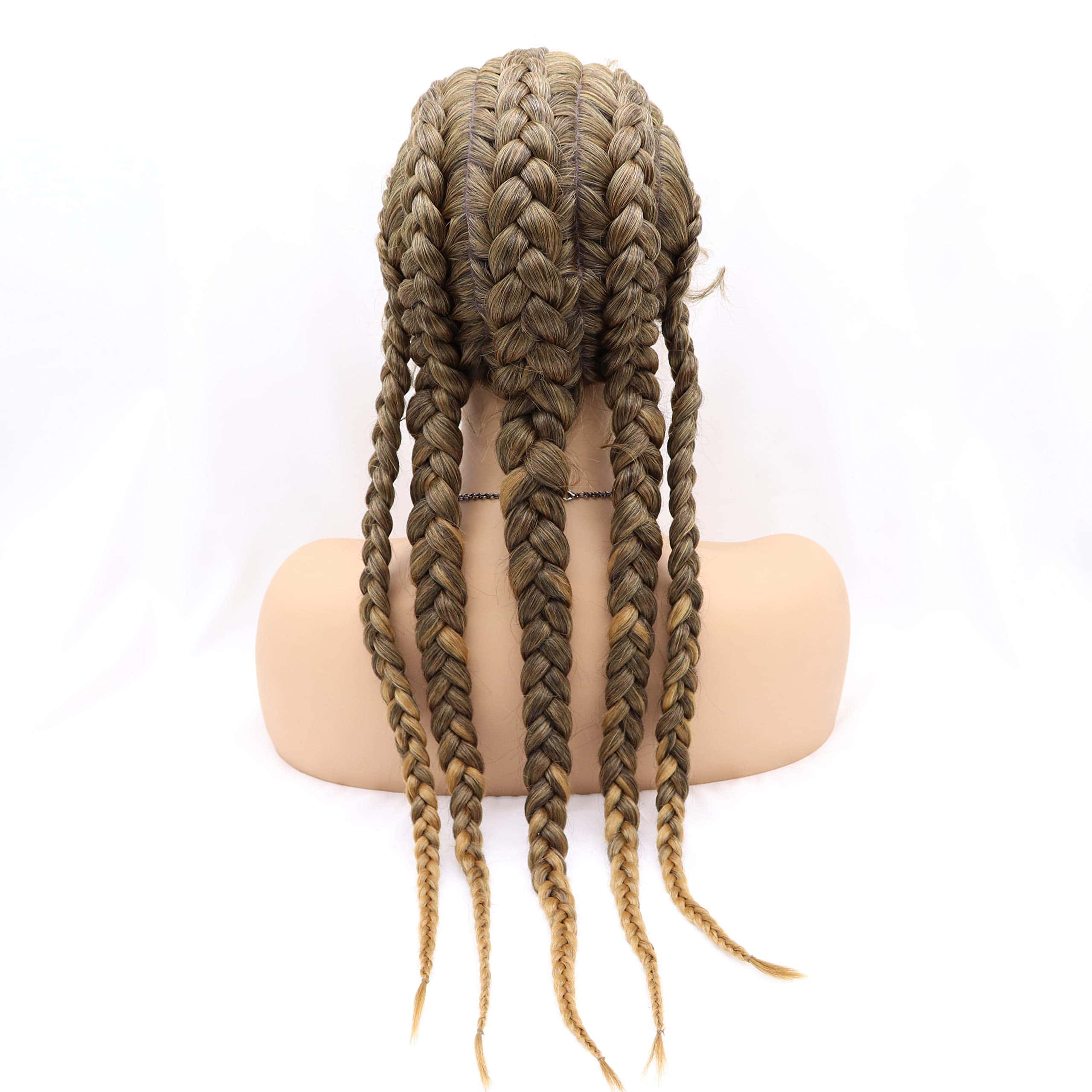 Pelucas de Encaje Frontal Sintético de Caja Trenzada Ombre - Imagen 5