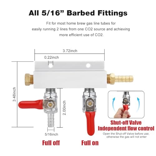 FERRODAY 2 Way Gas Manifold 5/16" Barbed Integrated Check - Imagen 4