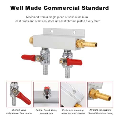 FERRODAY 2 Way Gas Manifold 5/16" Barbed Integrated Check - Imagen 5