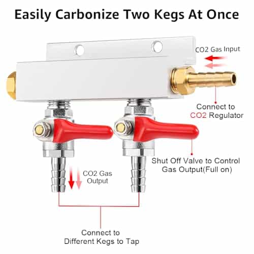 FERRODAY 2 Way Gas Manifold 5/16" Barbed Integrated Check - Imagen 3