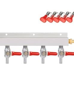 Ferroday 4 Way Gas Manifold 5/16" Barbed Integrated Check