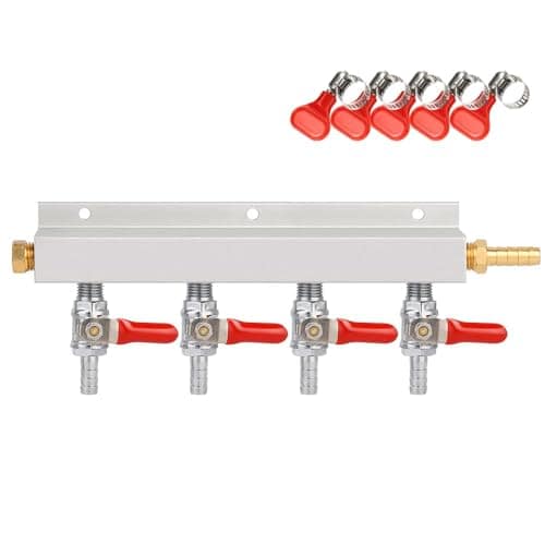 Ferroday 4 Way Gas Manifold 5/16" Barbed Integrated Check