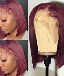 Pelucas de Bob de Cabello Humano de Color 99j Borgoña 8"