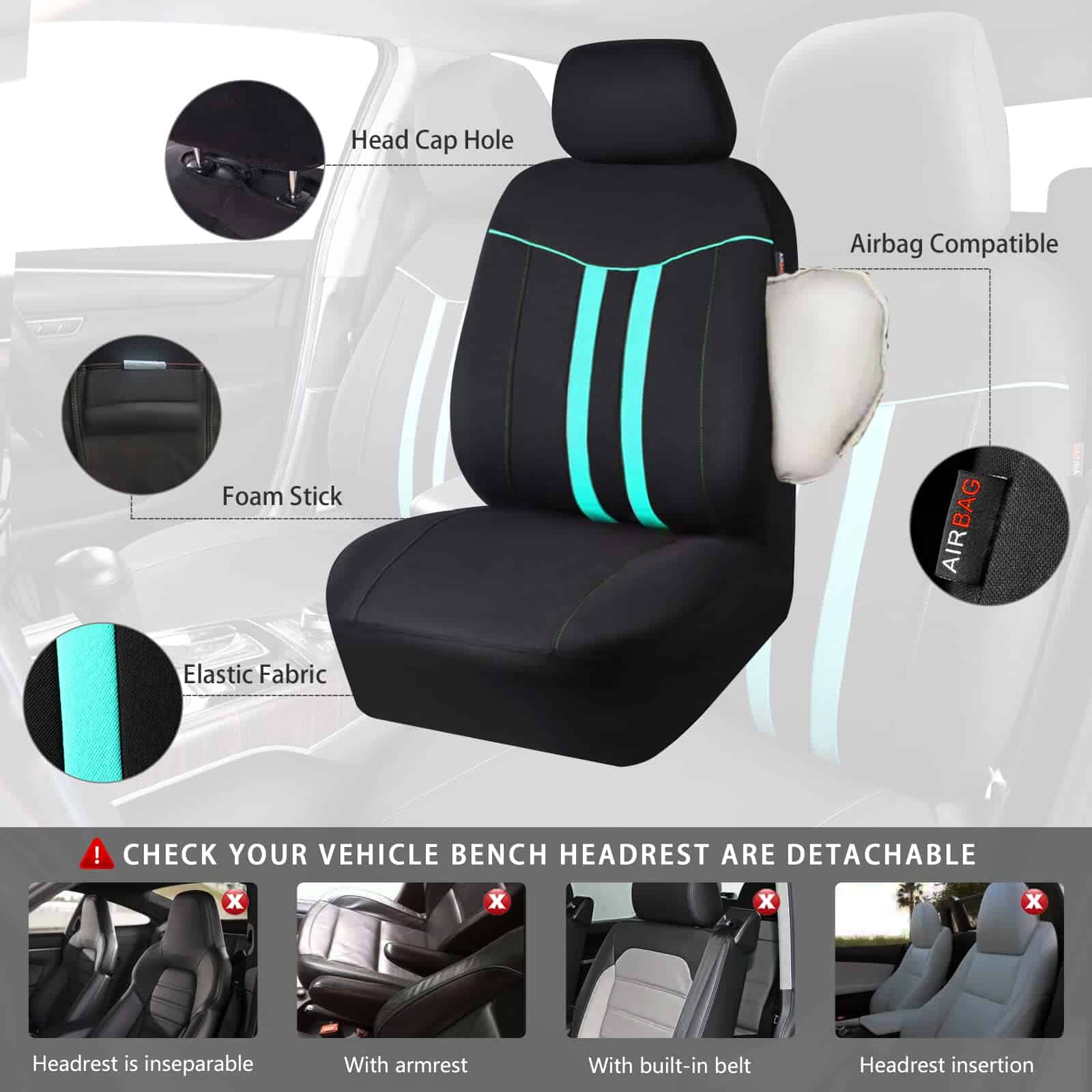 CAR-GRAND Funda de Asiento de Poliéster Universal, - Imagen 4