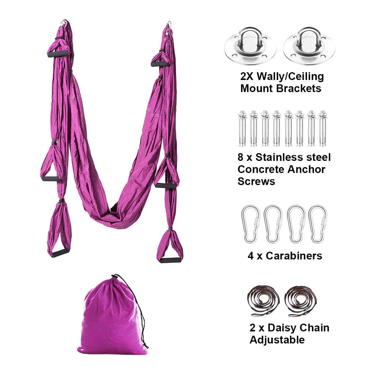 Set de Columpio de Yoga Aéreo Trapecio -Morado Profundo - Imagen 5