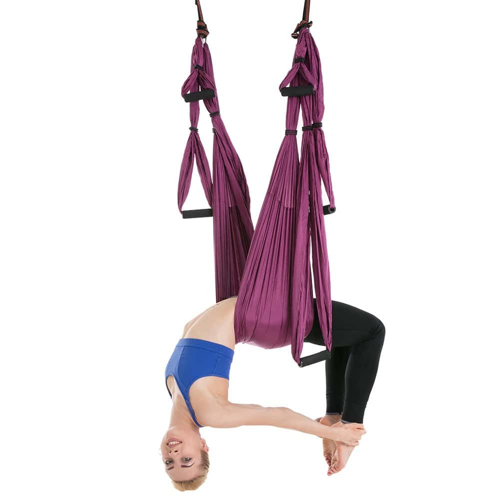 Set de Columpio de Yoga Aéreo Trapecio -Morado Profundo - Imagen 8