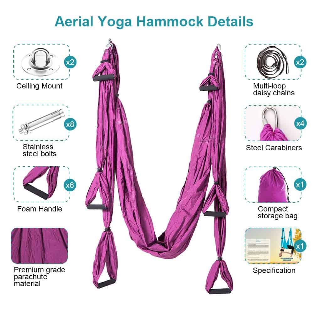 Set de Columpio de Yoga Aéreo Trapecio -Morado Profundo - Imagen 4