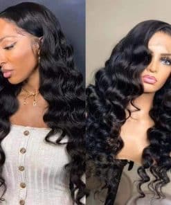 Pelucas de Encaje Frontal Suelto Onda Profunda Sintético