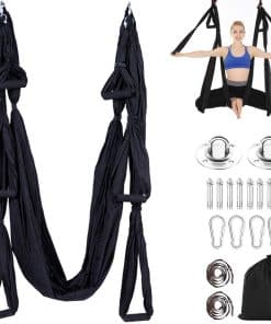 Set de Columpio de Yoga Aéreo Trapecio Kit de -Negro