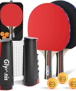 Set de Raquetas de Ping Pong Glymnis con Red Retractil,