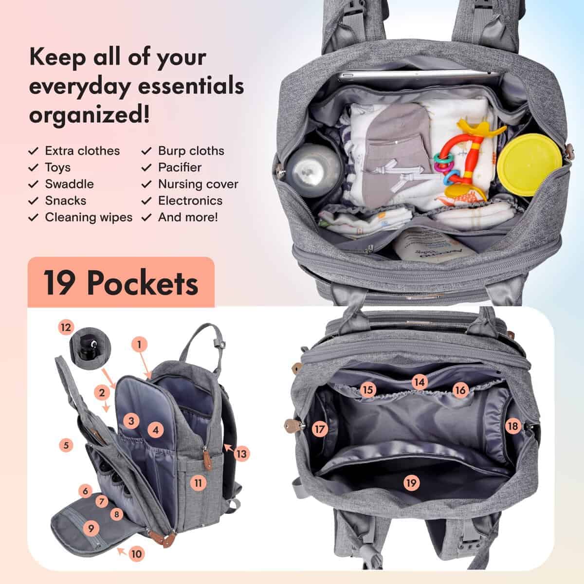Mochila cambiador de pañales Dikaslon con almohadilla - Imagen 4