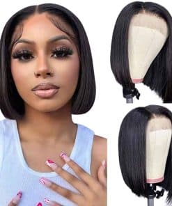 Pelucas de encaje frontal brasileño virgen corto recto de