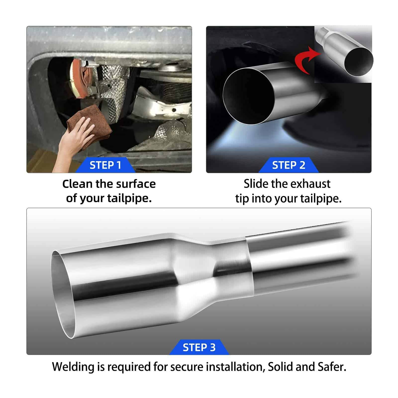 AUTOSAVER88 2.5 Pulgadas Salida Punta de Escape, 2.5" - Imagen 7